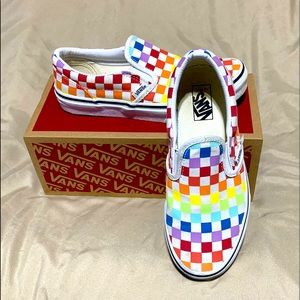 Like New Rainbow Checkered Vans Size Youth 3